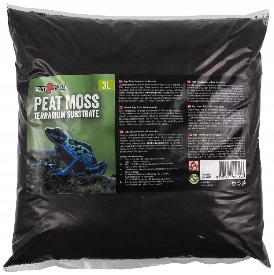 REPTI PLANET Naturalny Torf do Terrarium 3L - Podłoże Torfowe (PEAT MOSS)