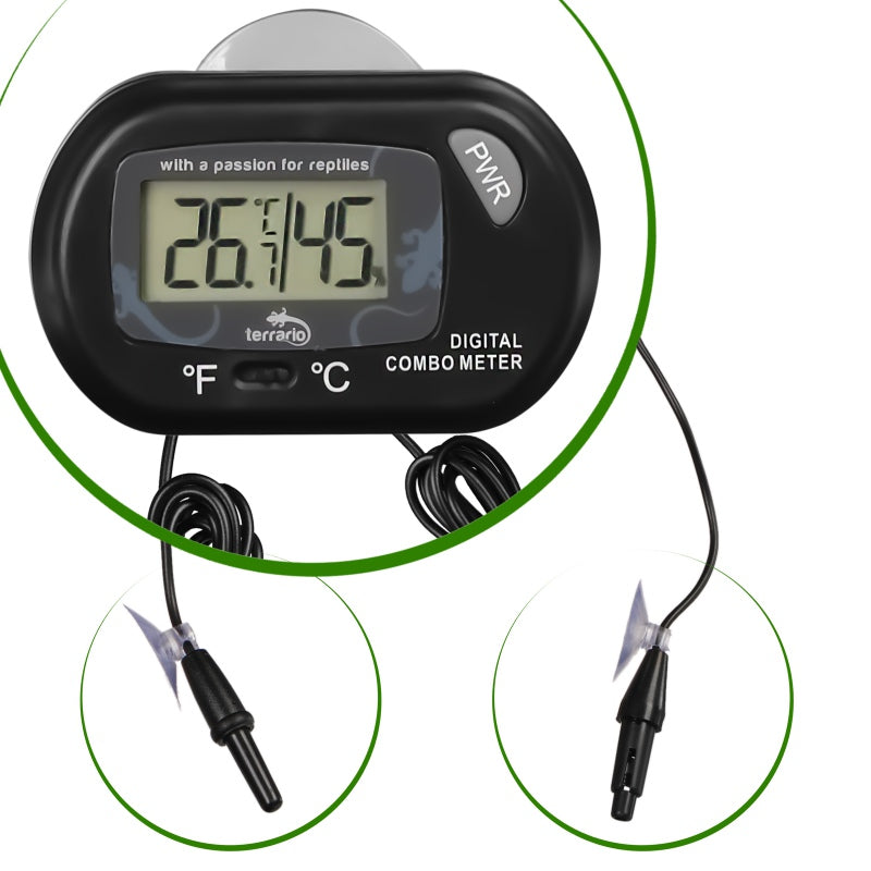 TERRARIO Rotom Cyfrowy Termometr i Higrometr do Terrarium 2x Sonda LCD