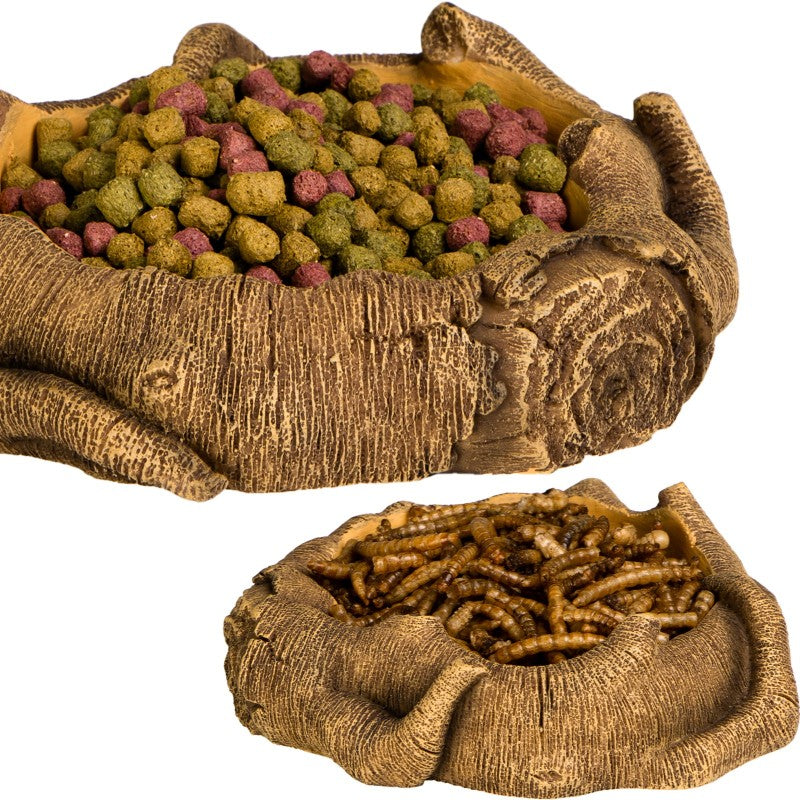 TERRARIO Rustic Wood Bowl Miska do Terrarium na Wodę Pokarm 12x12x3,5cm