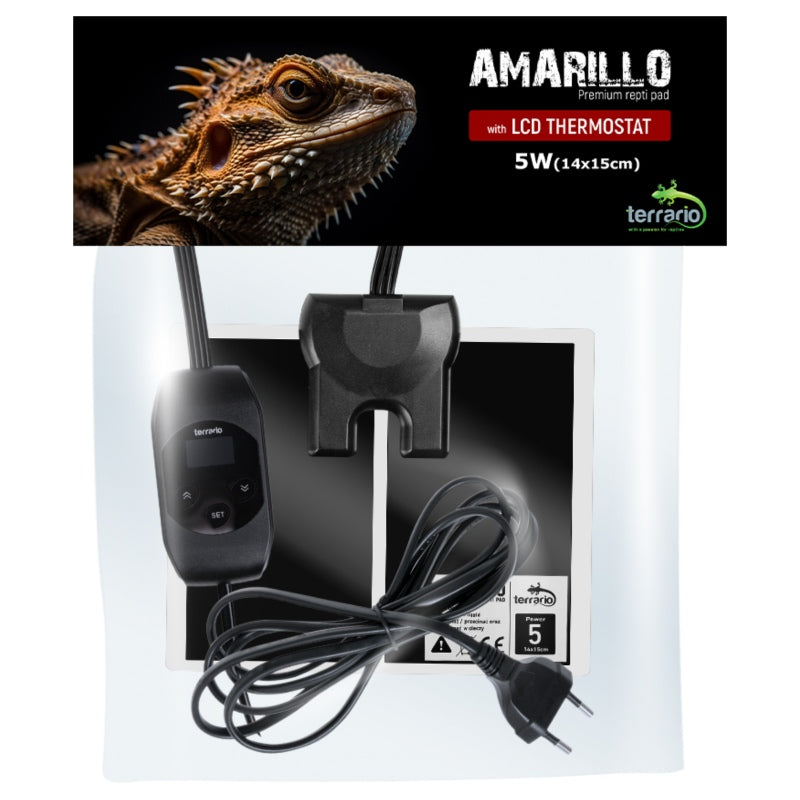 TERRARIO Amarillo Mata Grzewcza 5W z Termostatem LCD do Terrarium 14x15cm