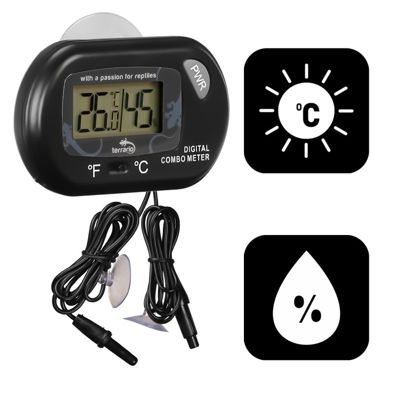 TERRARIO Rotom Cyfrowy Termometr i Higrometr do Terrarium 2x Sonda LCD
