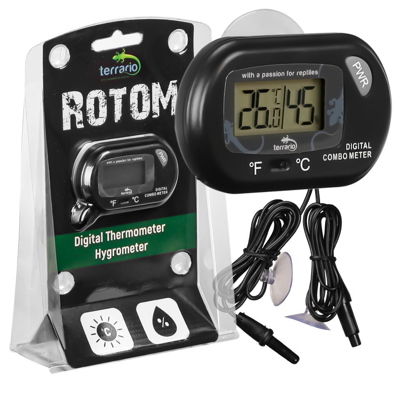 TERRARIO Rotom Cyfrowy Termometr i Higrometr do Terrarium 2x Sonda LCD