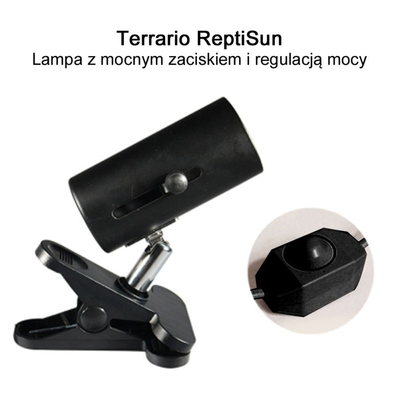 TERRARIO ReptiSun Lampa z Klipsem i Regulatorem Oprawka E27 200W
