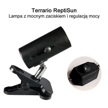 TERRARIO ReptiSun Lampa z Klipsem i Regulatorem Oprawka E27 200W