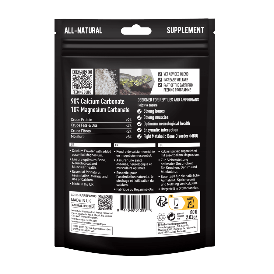 ARCADIA EarthPro Calcium Pro-Mg Wapń z Magnezem Gady/Płazy Bez D3 80g