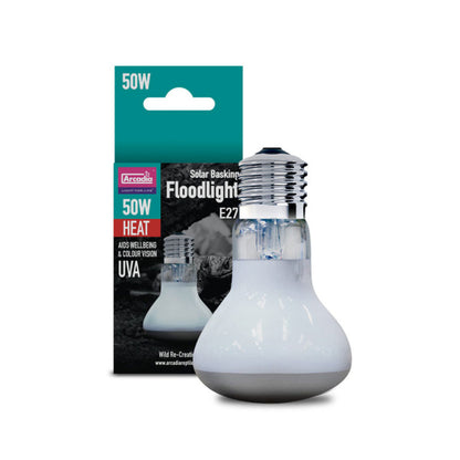 ARCADIA Solar Basking Floodlight 50W E27 Żarówka Grzewcza UVA Terrarium