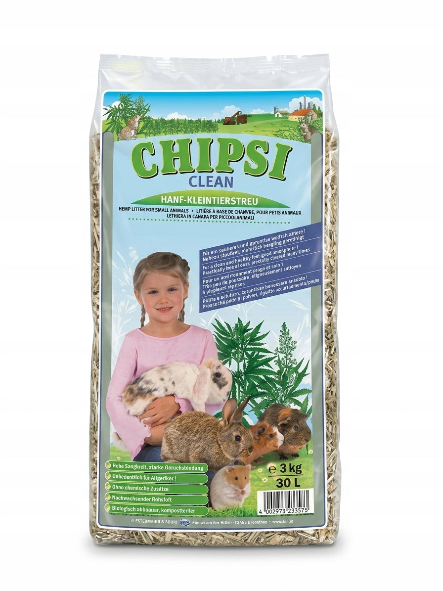 CHIPSI CLEAN Ściółka Konopna 3kg 30L Bezpyłowa Premium