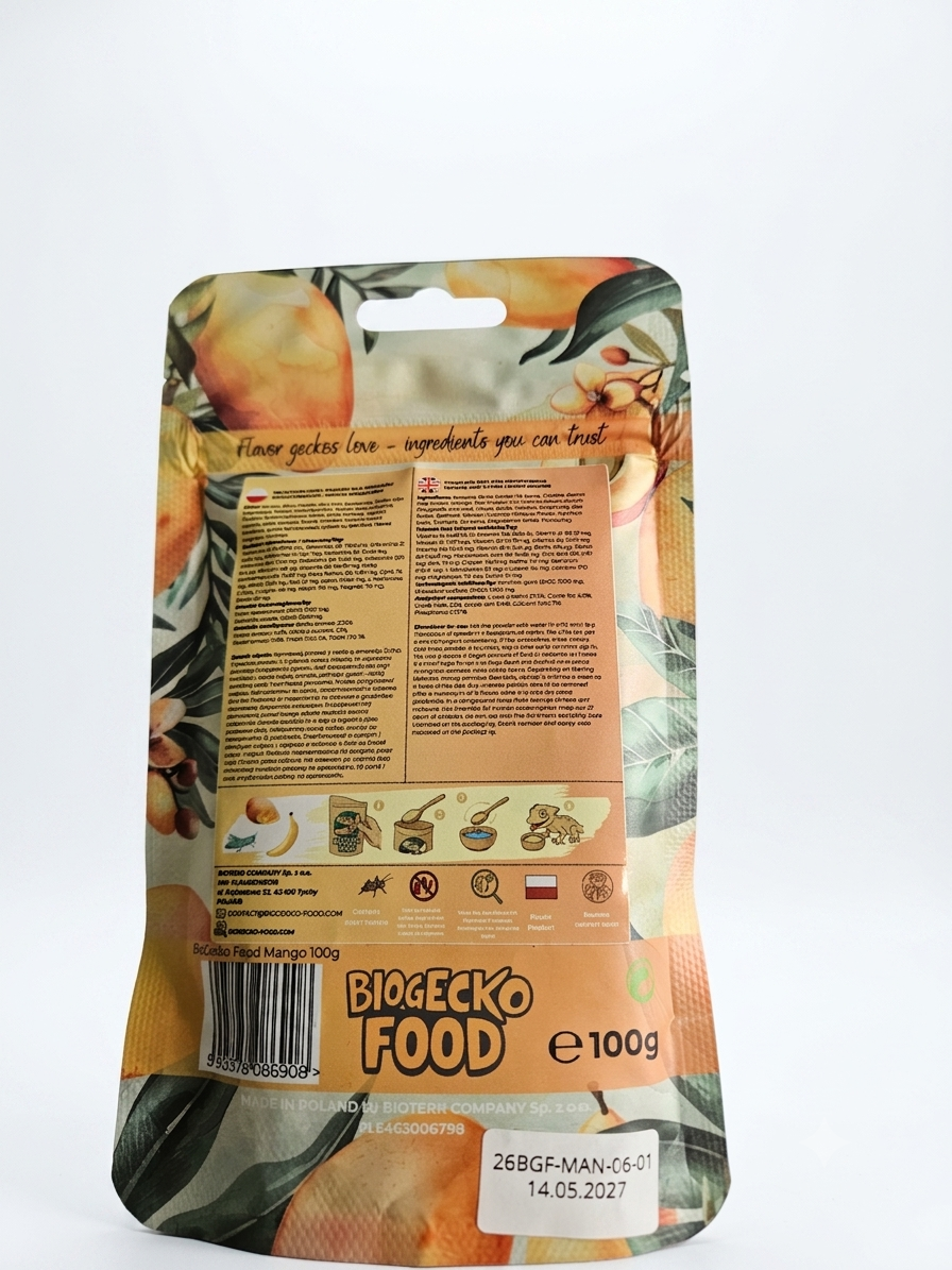 BioGecko Food Banan + Mango 30g - pokarm (papka) dla gekonów